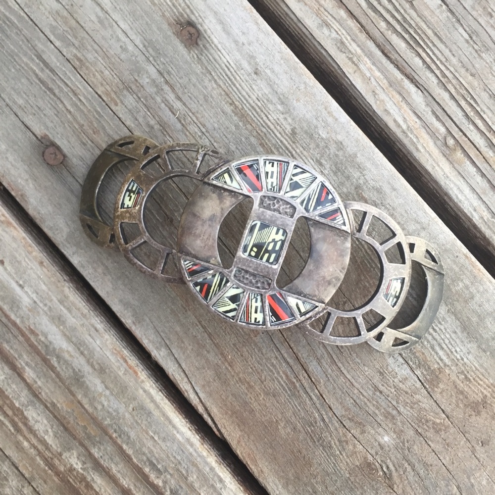 Boho Metal Enamel 70s Belt Buckle